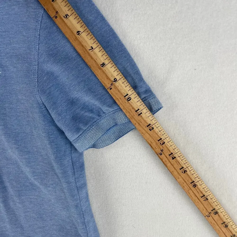 Banana Republic Mens Birdseye Organic Cotton Pique Polo SZ M Antique Blue